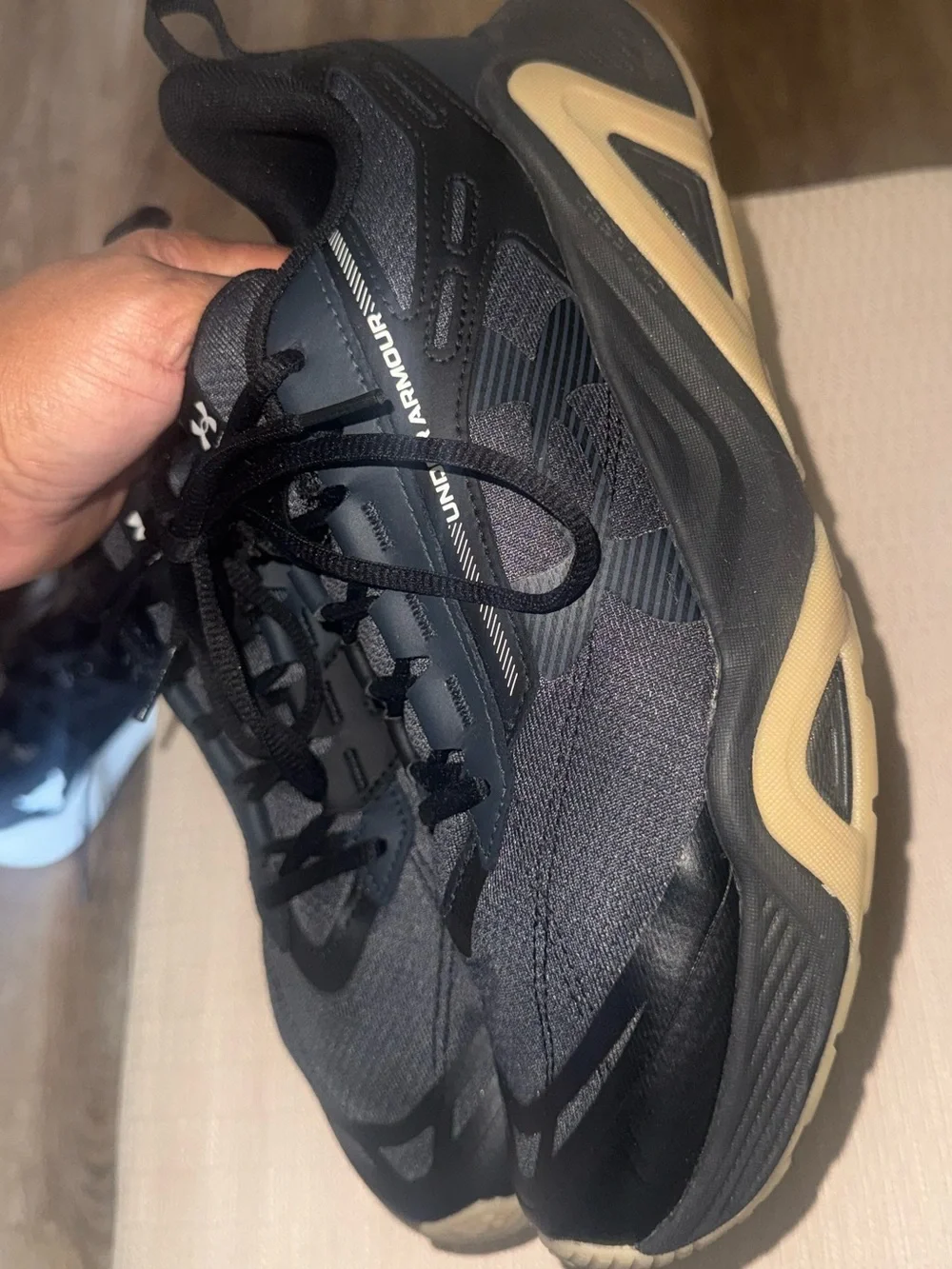 Under Armour charge commit TR size Men’s Black Sneakers with Gum Sole size 10